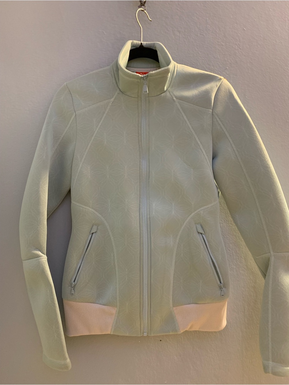 Puma Pale Green Bomber Jacket with Cream Hem